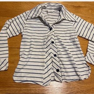 Vintage Mayfair girls Striped Kids Shirt - Navy and White size 6